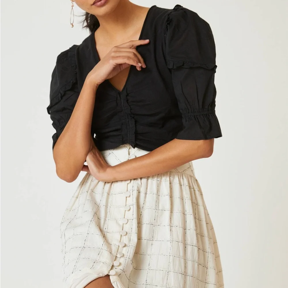 Anthropologie Dreamy Ruched Ruffle White Top Size 1X - Picture 1 of 9